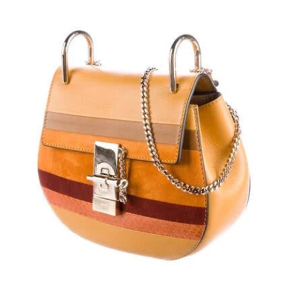 Authentic Chloé Pattern Print, Mustard Yellow Drew Crossbody Bag RARE